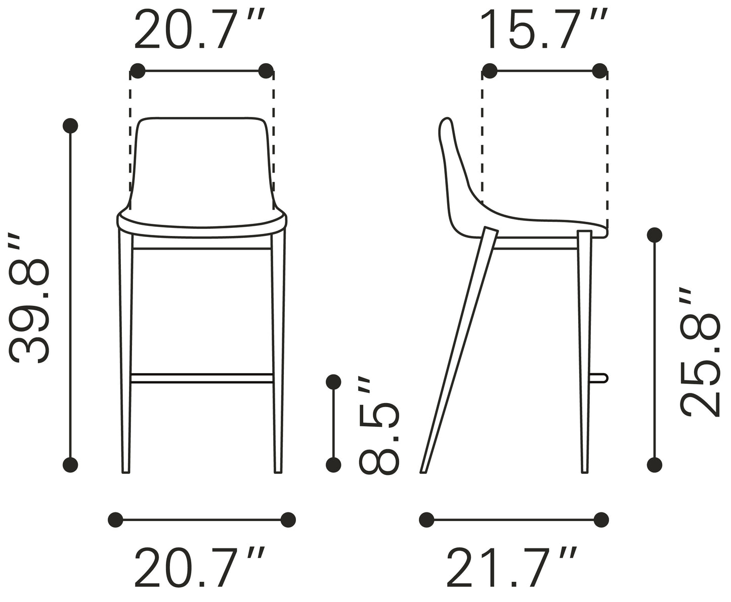 Counter Stool (Set of 2) Slate Gray & Walnut - Premium Quality & Stylish Design for Your Home