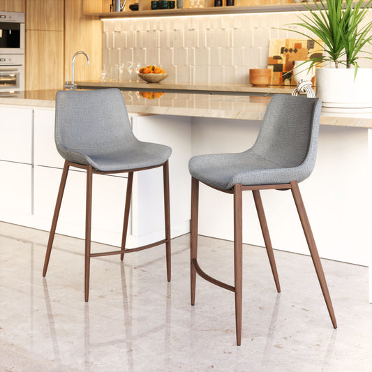 Tabouret de bar Magnus (lot de 2) gris ardoise et noyer