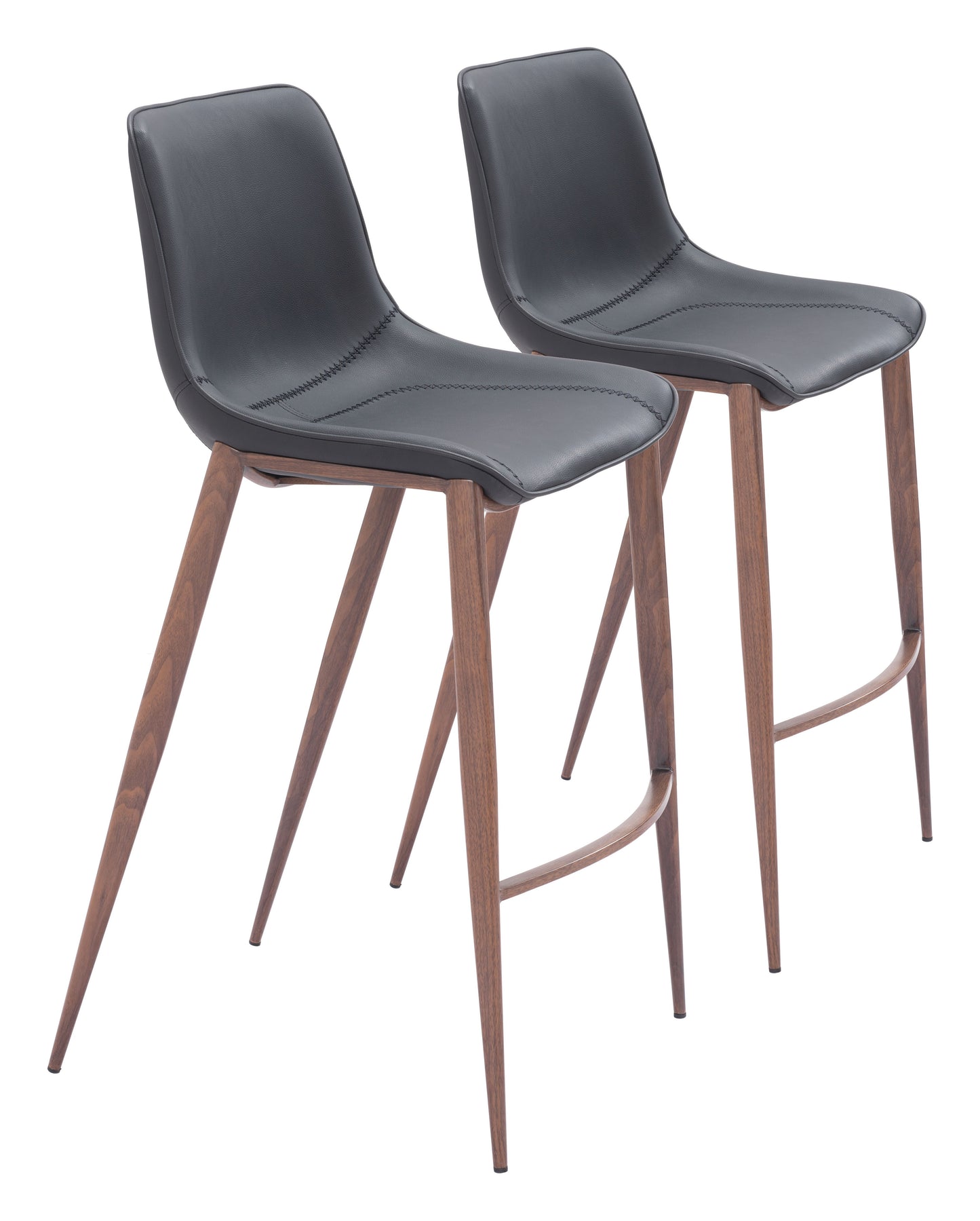 Tabouret de bar Magnus (lot de 2) noir et noyer
