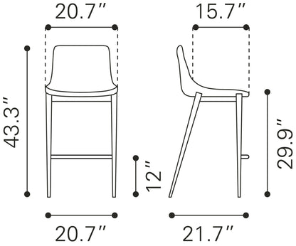 Tabouret de bar Magnus (lot de 2) Gris ardoise et noyer