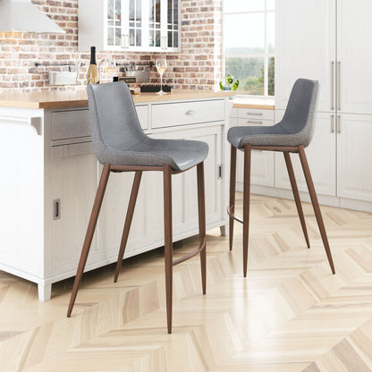 Tabouret de bar Magnus (lot de 2) Gris ardoise et noyer