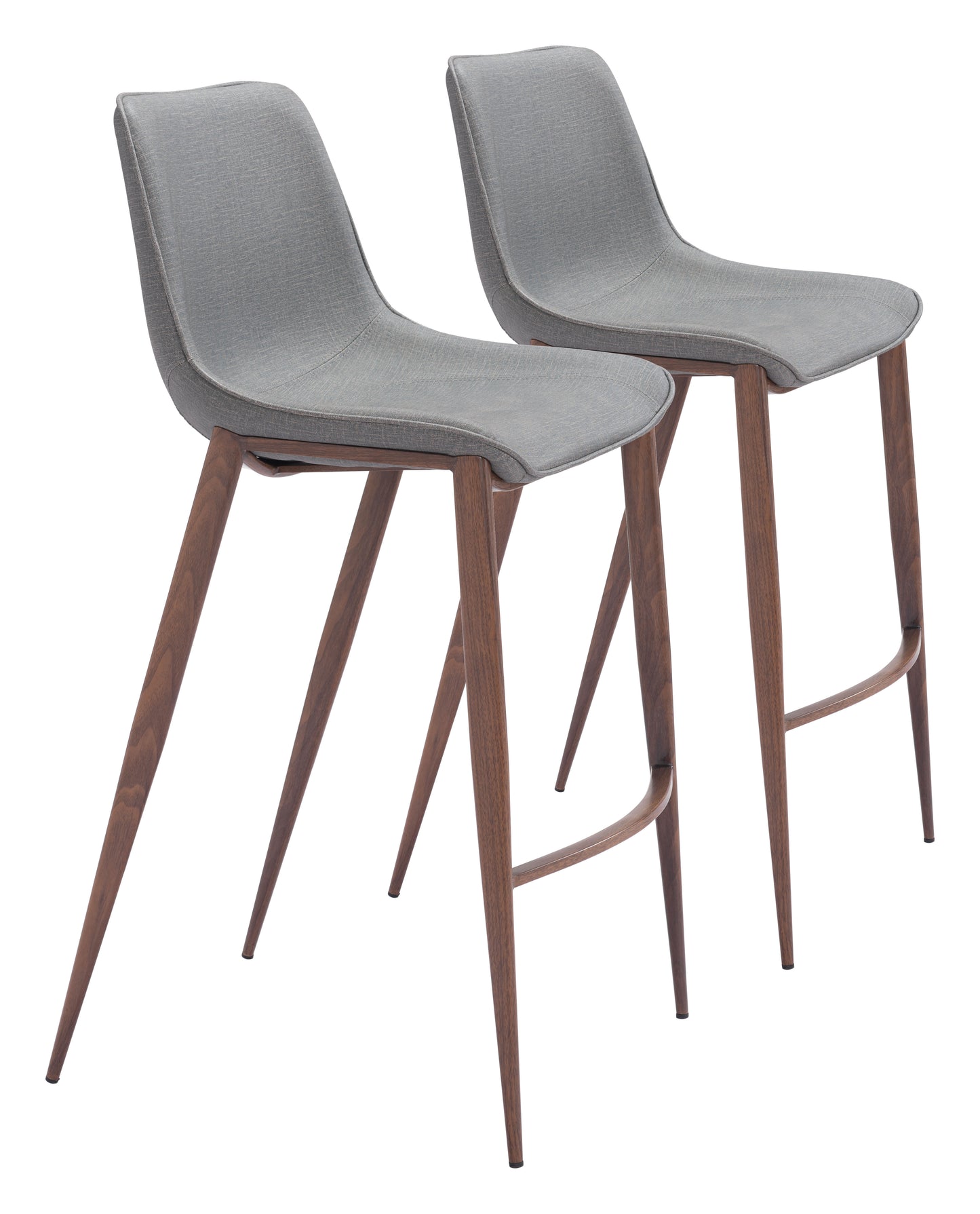 Tabouret de bar Magnus (lot de 2) Gris ardoise et noyer