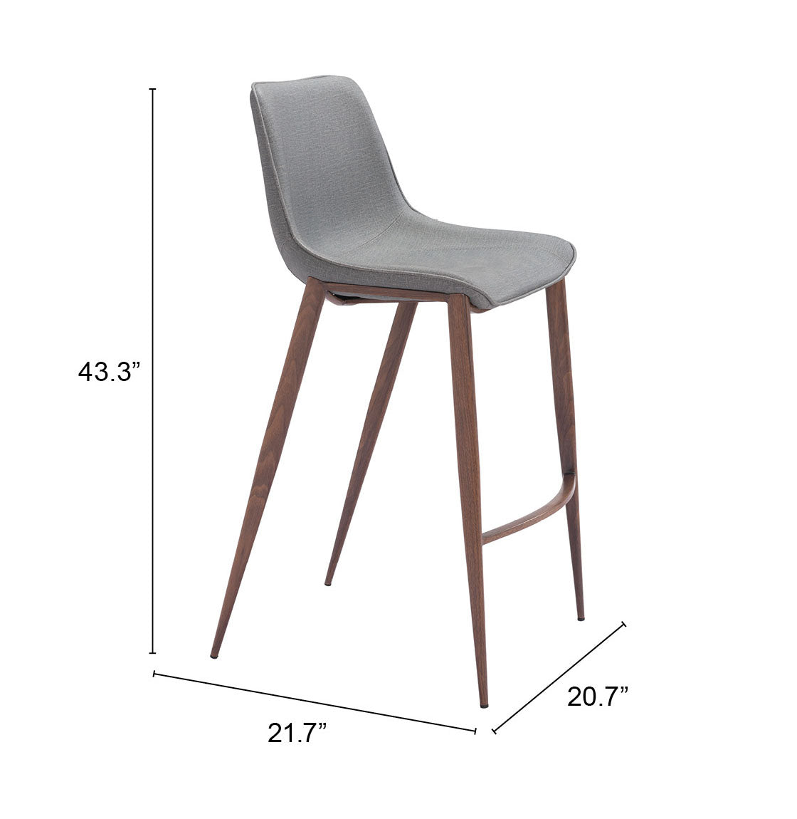 Tabouret de bar Magnus (lot de 2) Gris ardoise et noyer