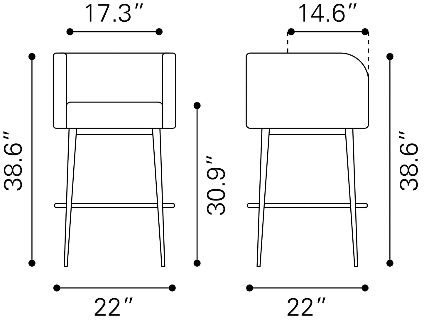 Tabouret de bar Horbat (lot de 2) marron