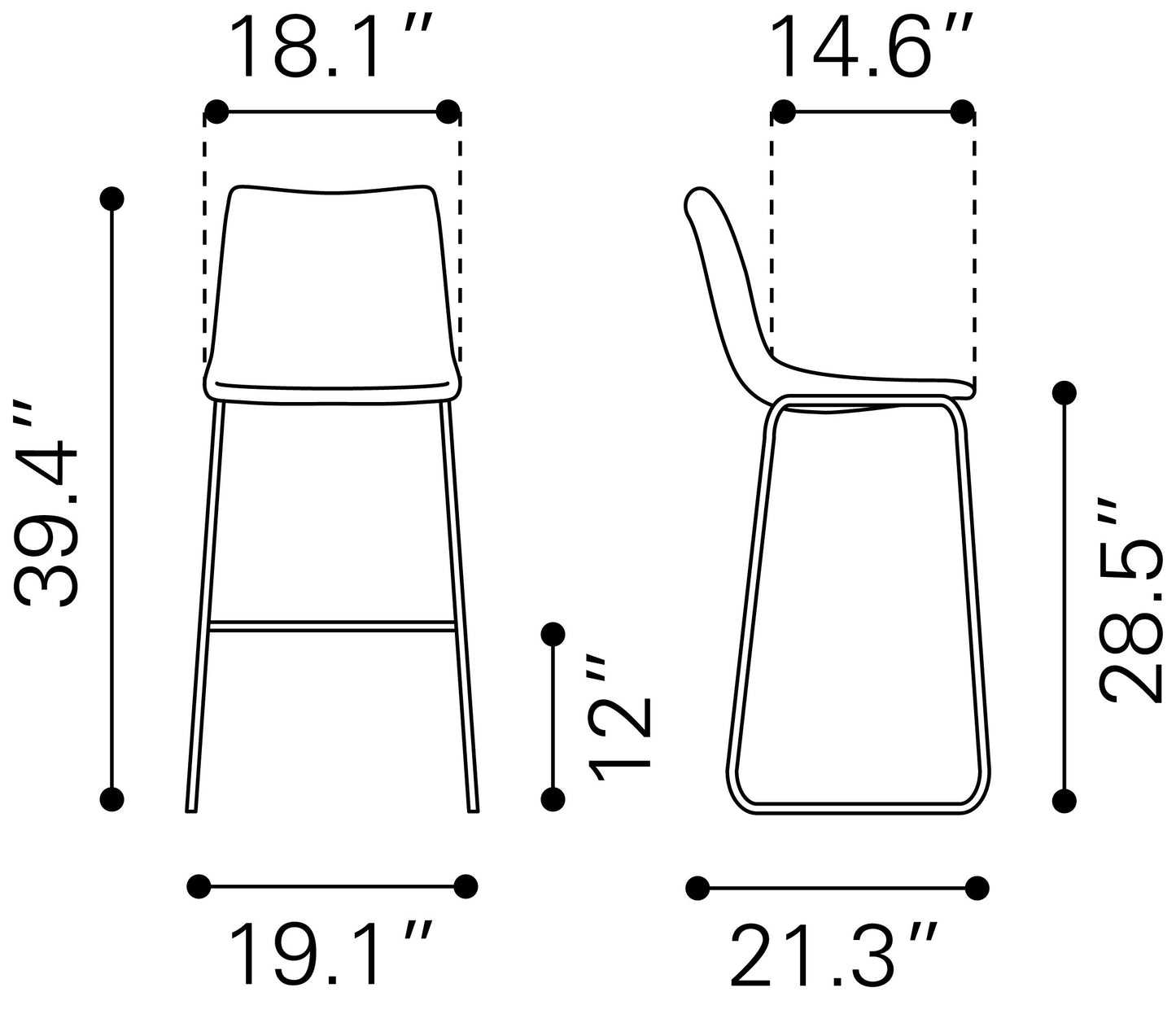 Barstool (Set of 2) Green & Gold - Premium Quality & Stylish Design for Your Home