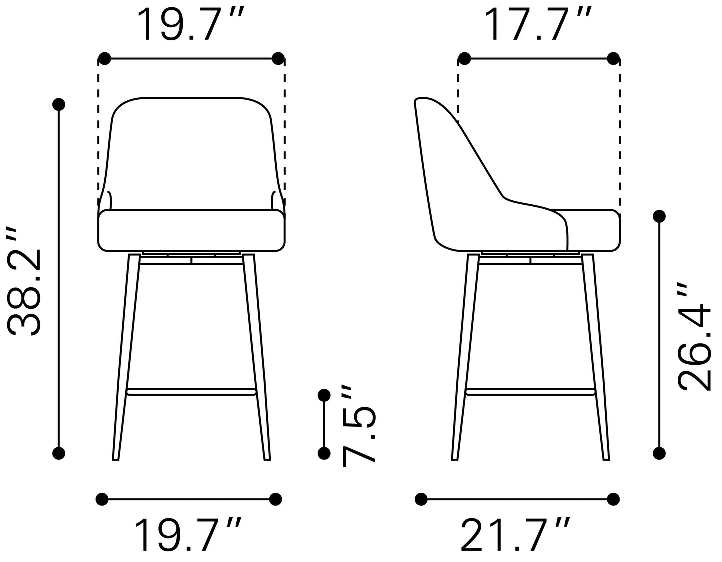 Tabouret de bar pivotant Keppel marron