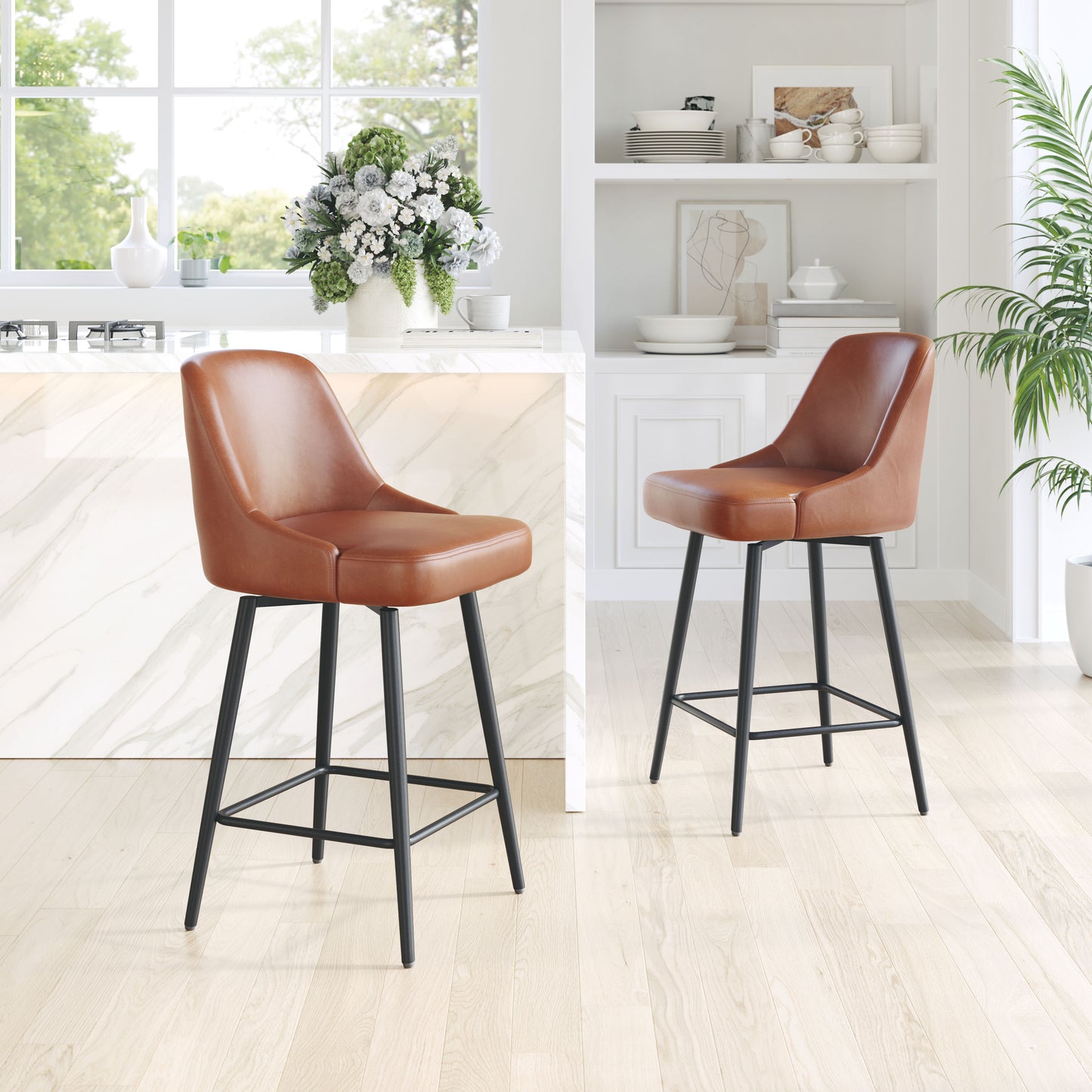 Tabouret de bar pivotant Keppel marron