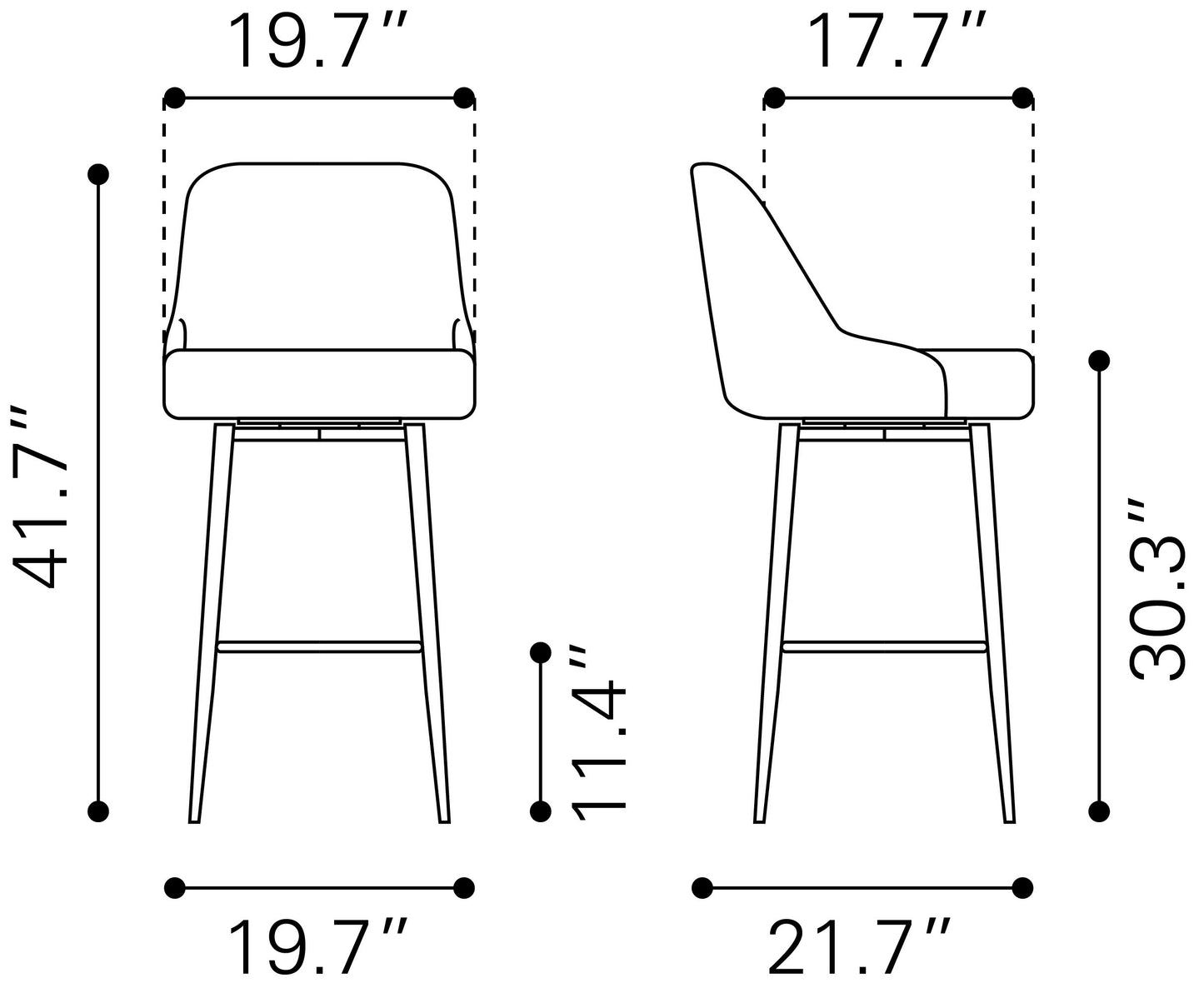 Tabouret de bar pivotant Keppel noir et bronze