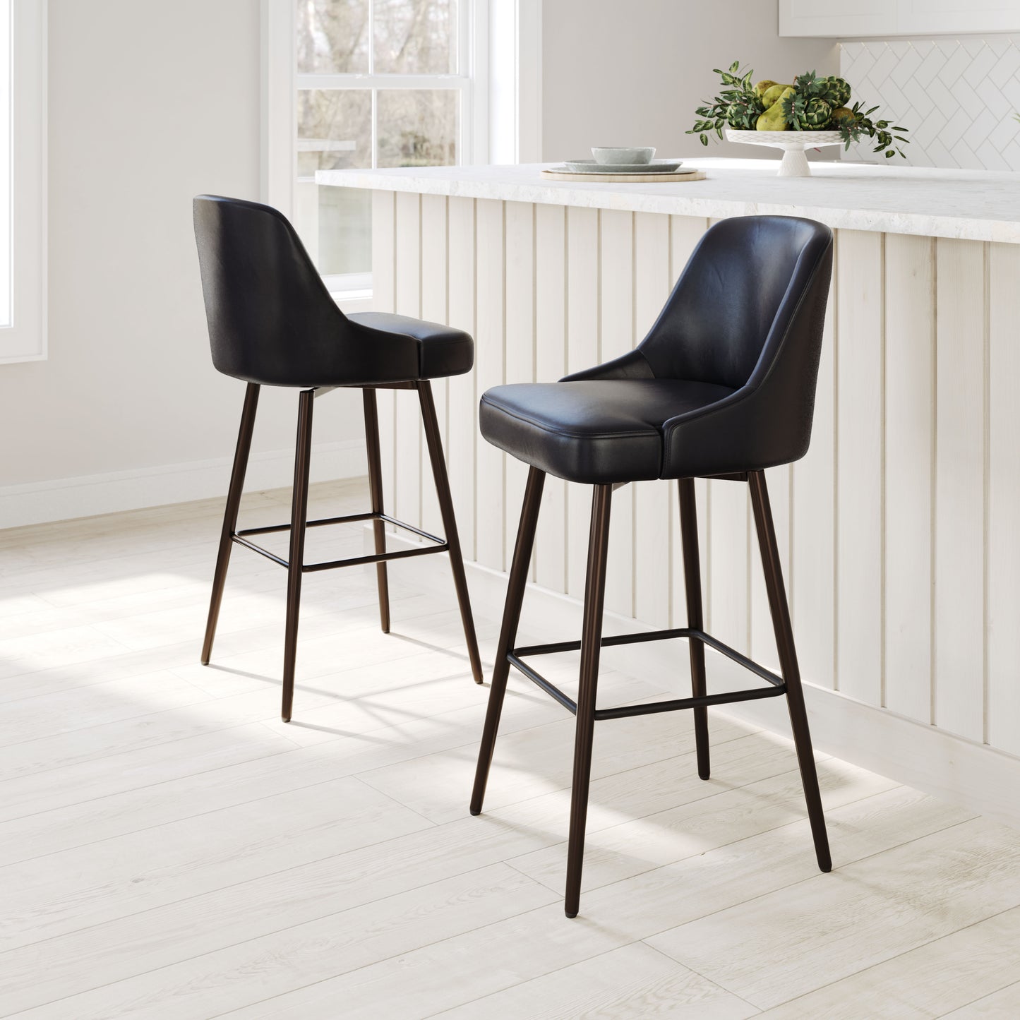 Tabouret de bar pivotant Keppel noir et bronze