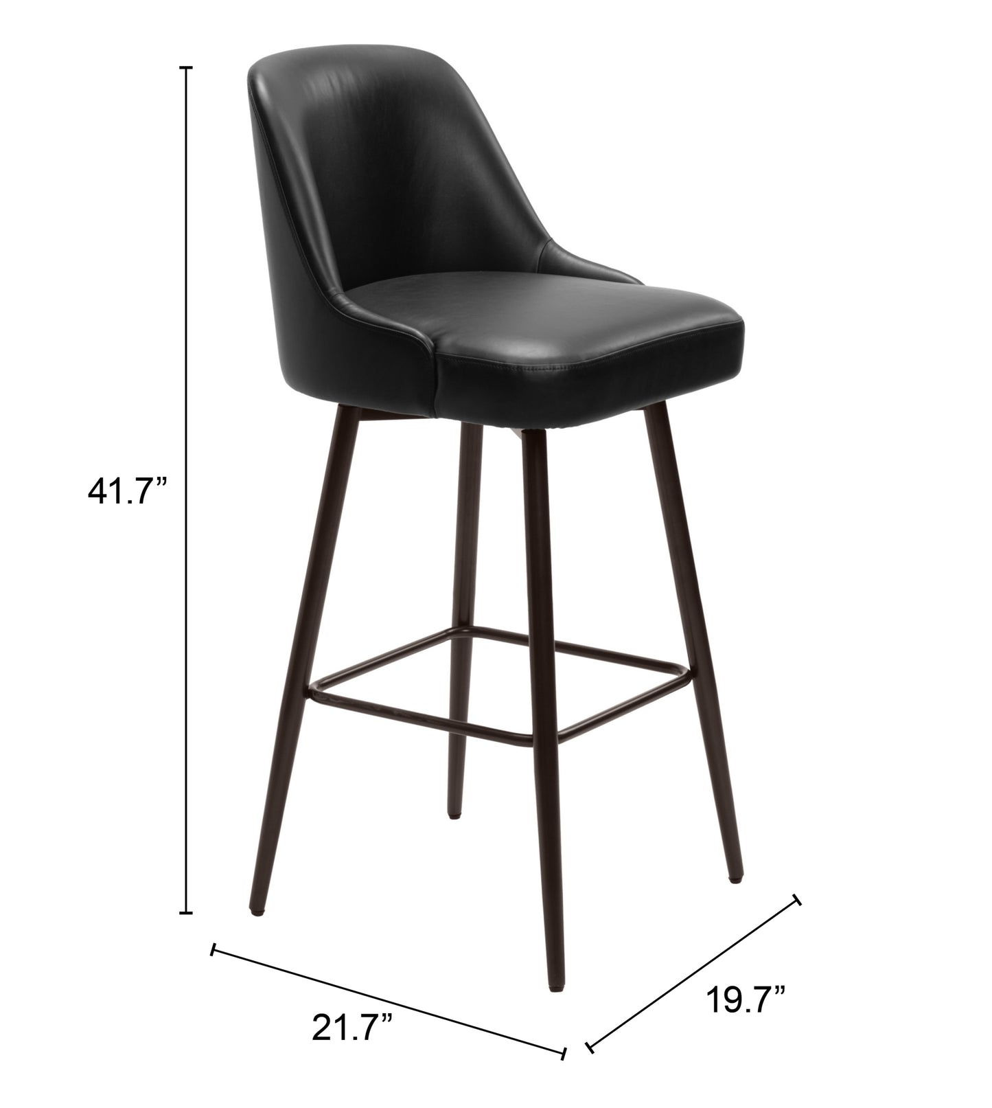 Tabouret de bar pivotant Keppel noir et bronze