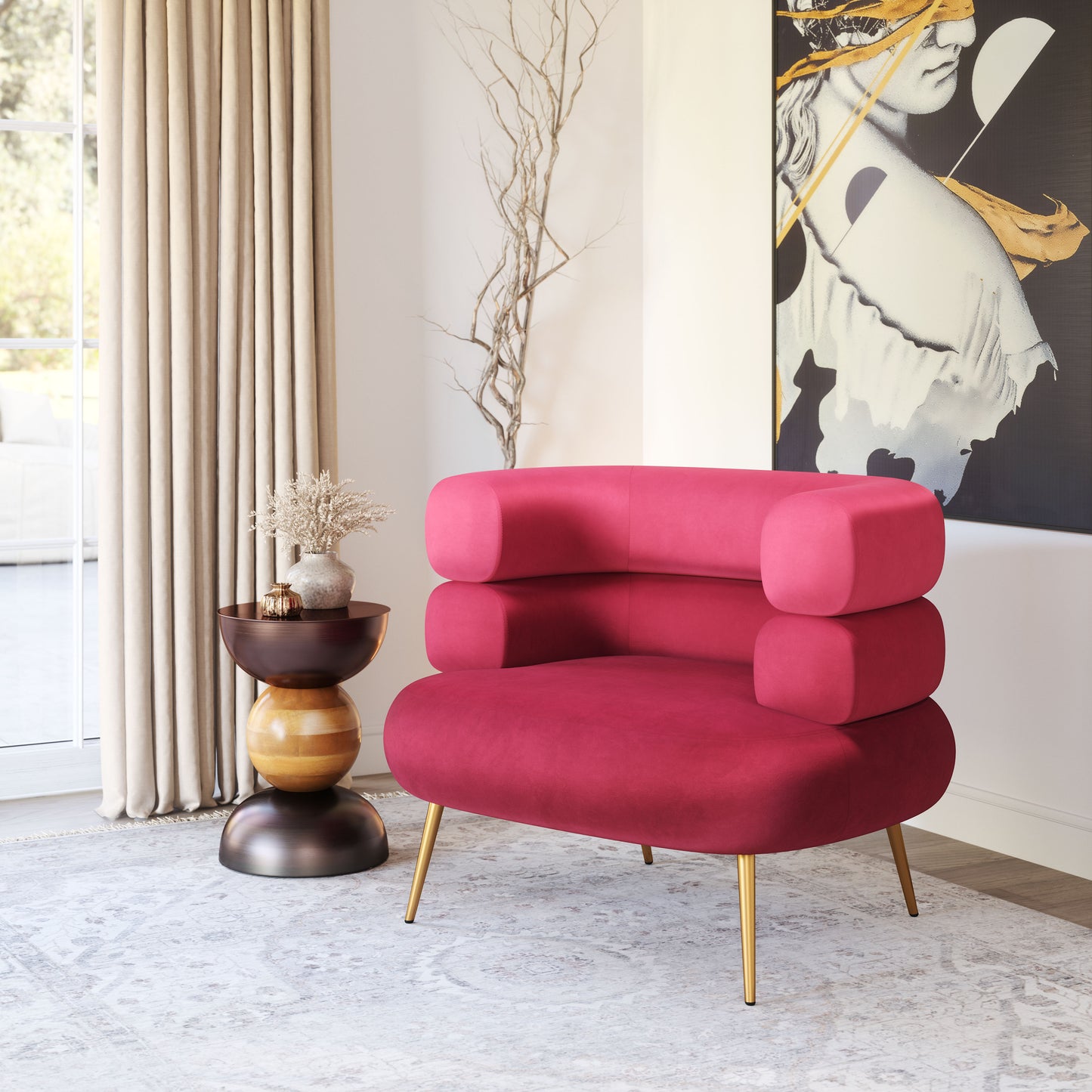 Fauteuil d'appoint Arish rouge