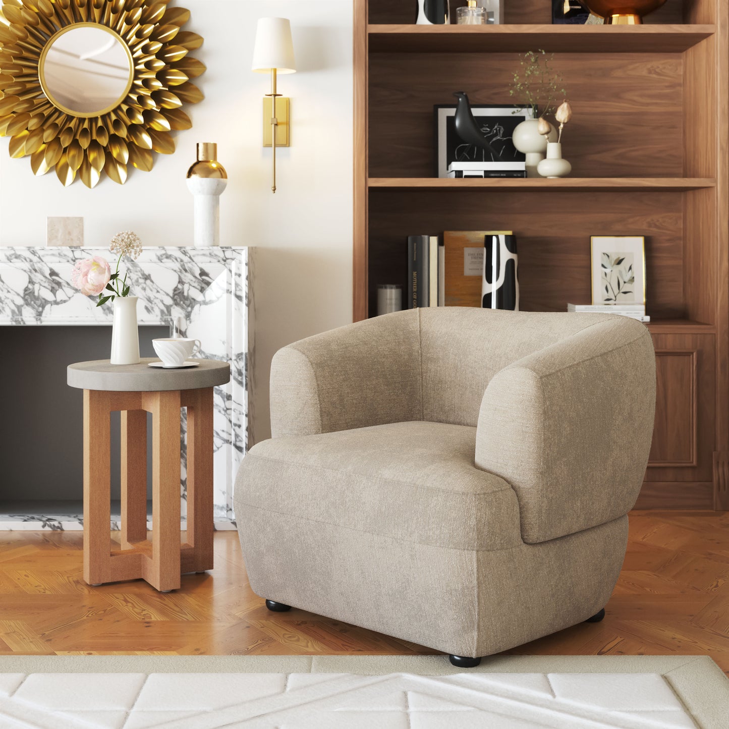 Accent Chair Golden Beige - Modern & Ergonomic Seating for Home & Office