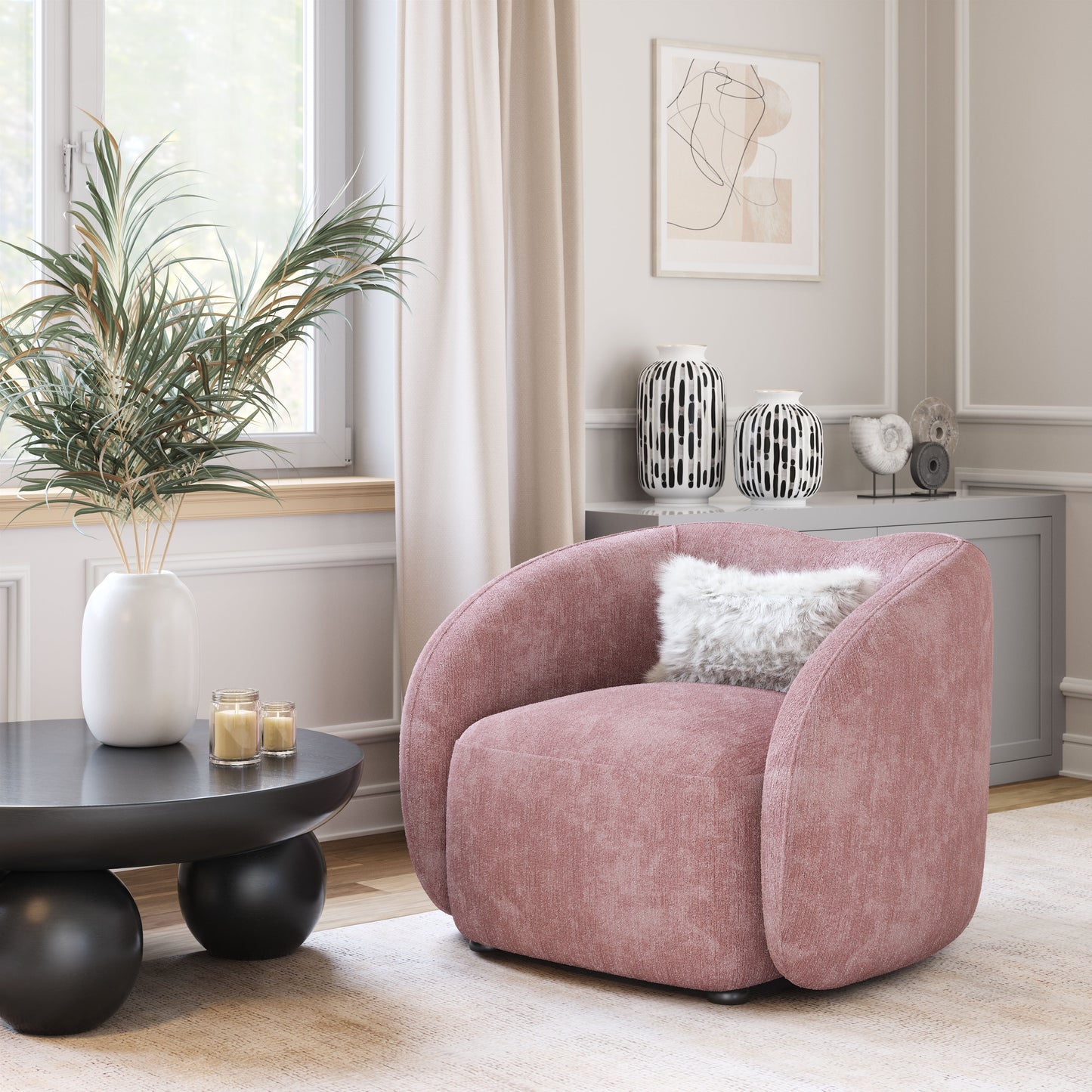 Accent Chair Mauve Pink - Modern & Ergonomic Seating for Home & Office