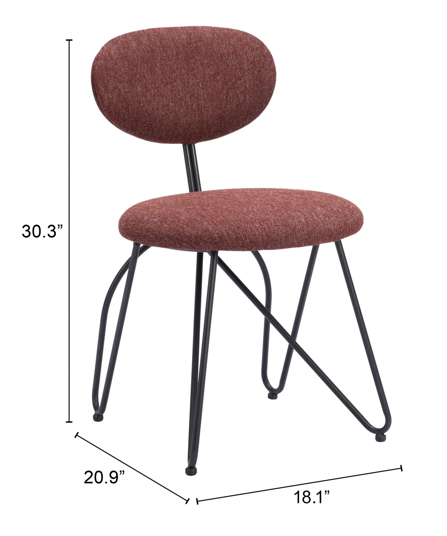Dining Chair (Set of 2) Maroon Brown - Modern & Ergonomic Seating for Home & Office