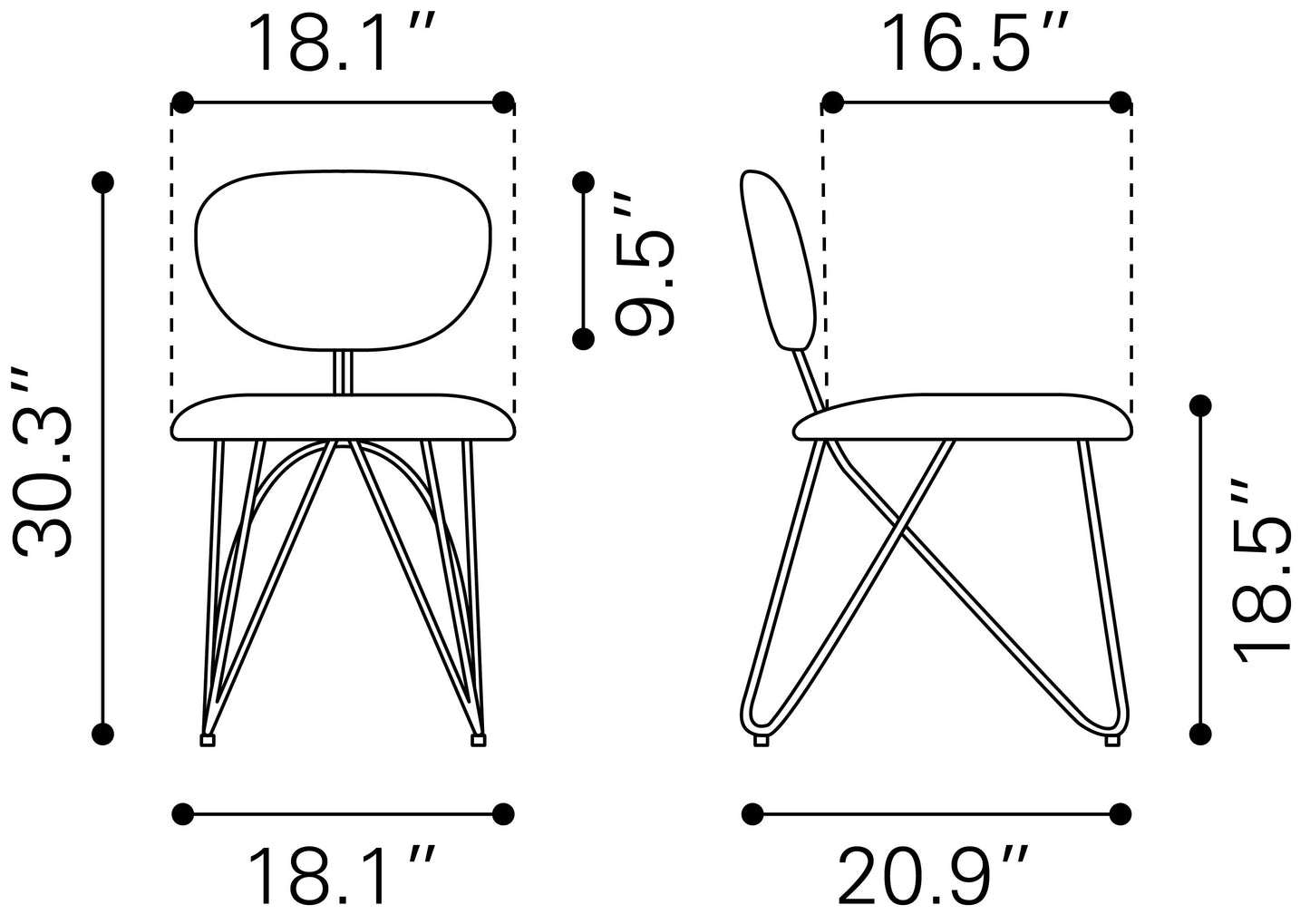Dining Chair (Set of 2) Maroon Brown - Modern & Ergonomic Seating for Home & Office
