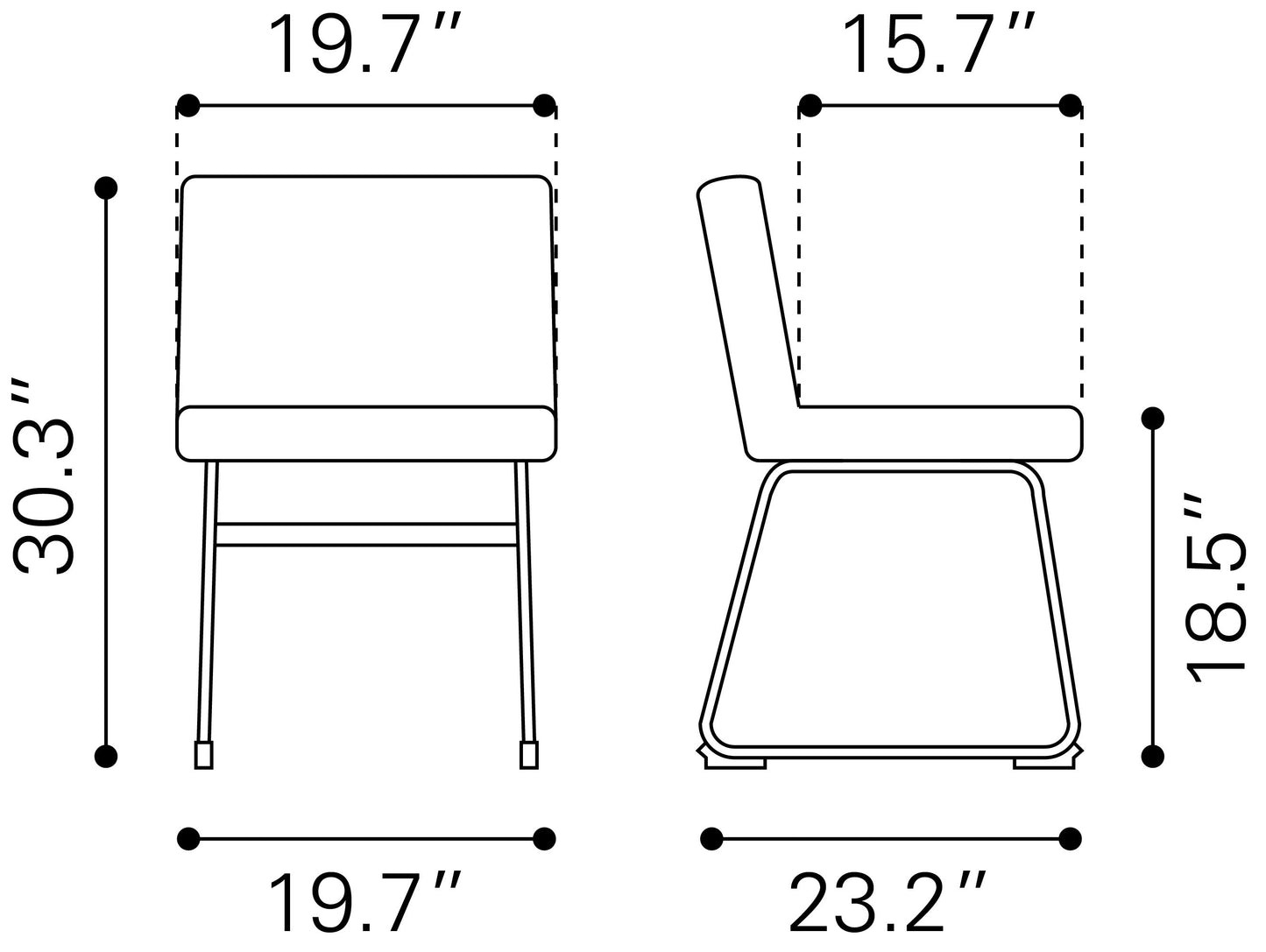 Dining Chair (Set of 2) Black - Modern & Ergonomic Seating for Home & Office