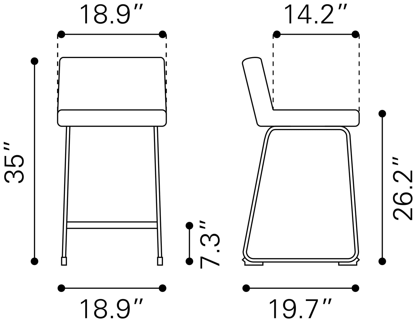 Tabouret de bar Pago (lot de 2) noir