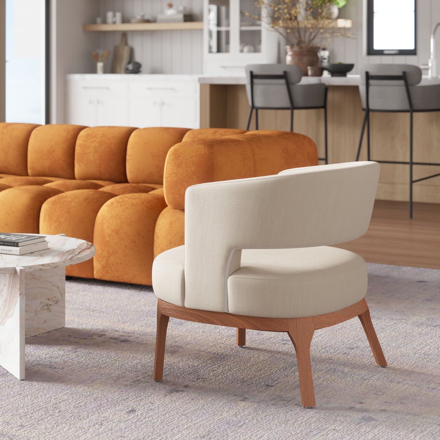 Accent Chair Beige - Modern & Ergonomic Seating for Home & Office