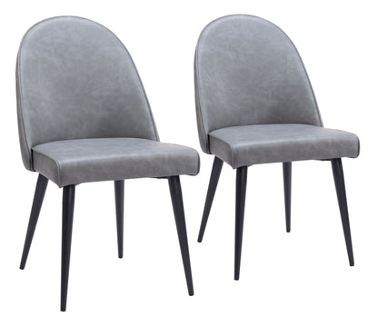 Armless Dining Chair (Set of 2) Gray - Modern & Ergonomic Seating for Home & Office