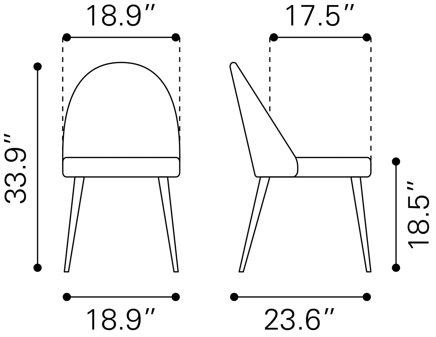 Chaise de salle à manger sans accoudoirs Silloth (lot de 2) marron