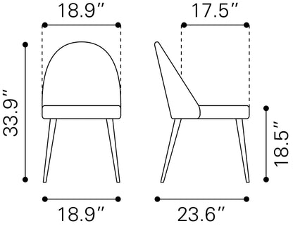 Chaise de salle à manger sans accoudoirs Silloth (lot de 2) marron