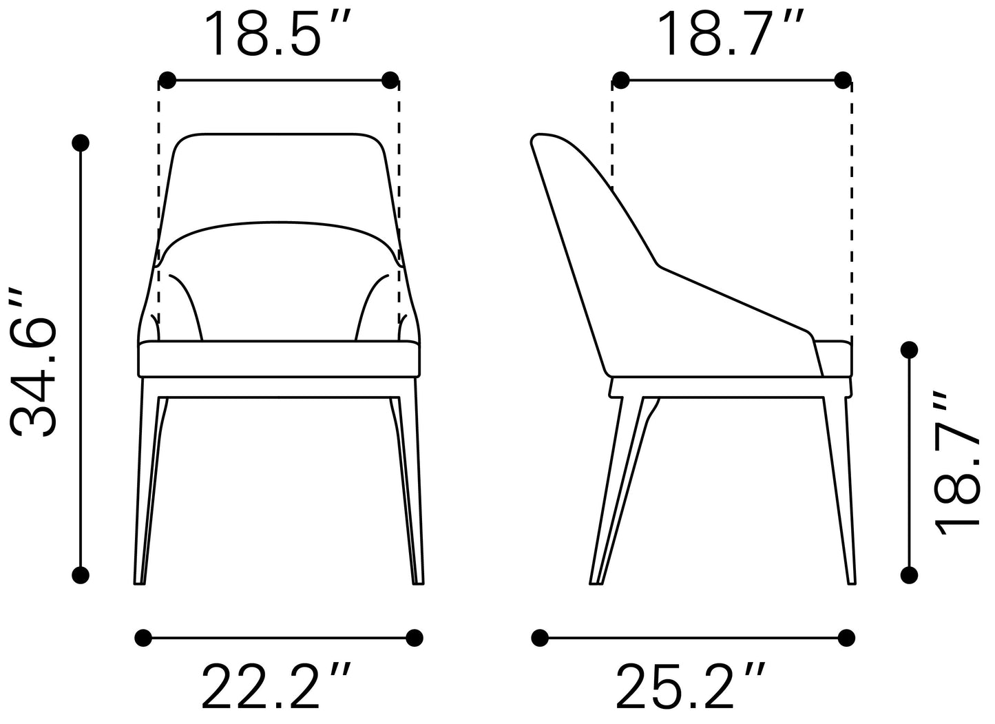Dining Chair (Set of 2) Slate Gray - Modern & Ergonomic Seating for Home & Office
