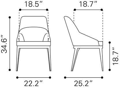 Dining Chair (Set of 2) Slate Gray - Modern & Ergonomic Seating for Home & Office