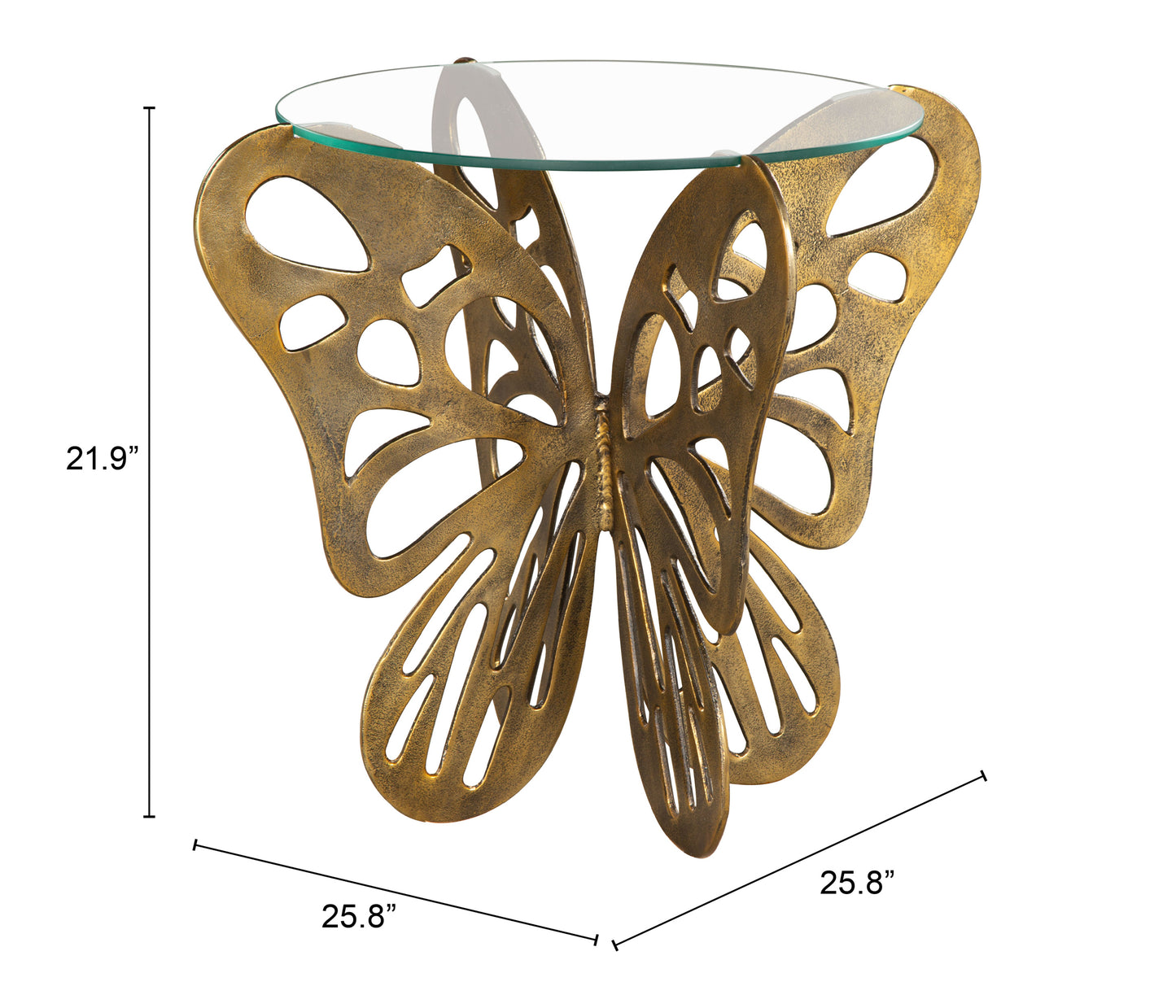 Table d'appoint Motyl dorée