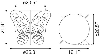Table d'appoint Motyl dorée