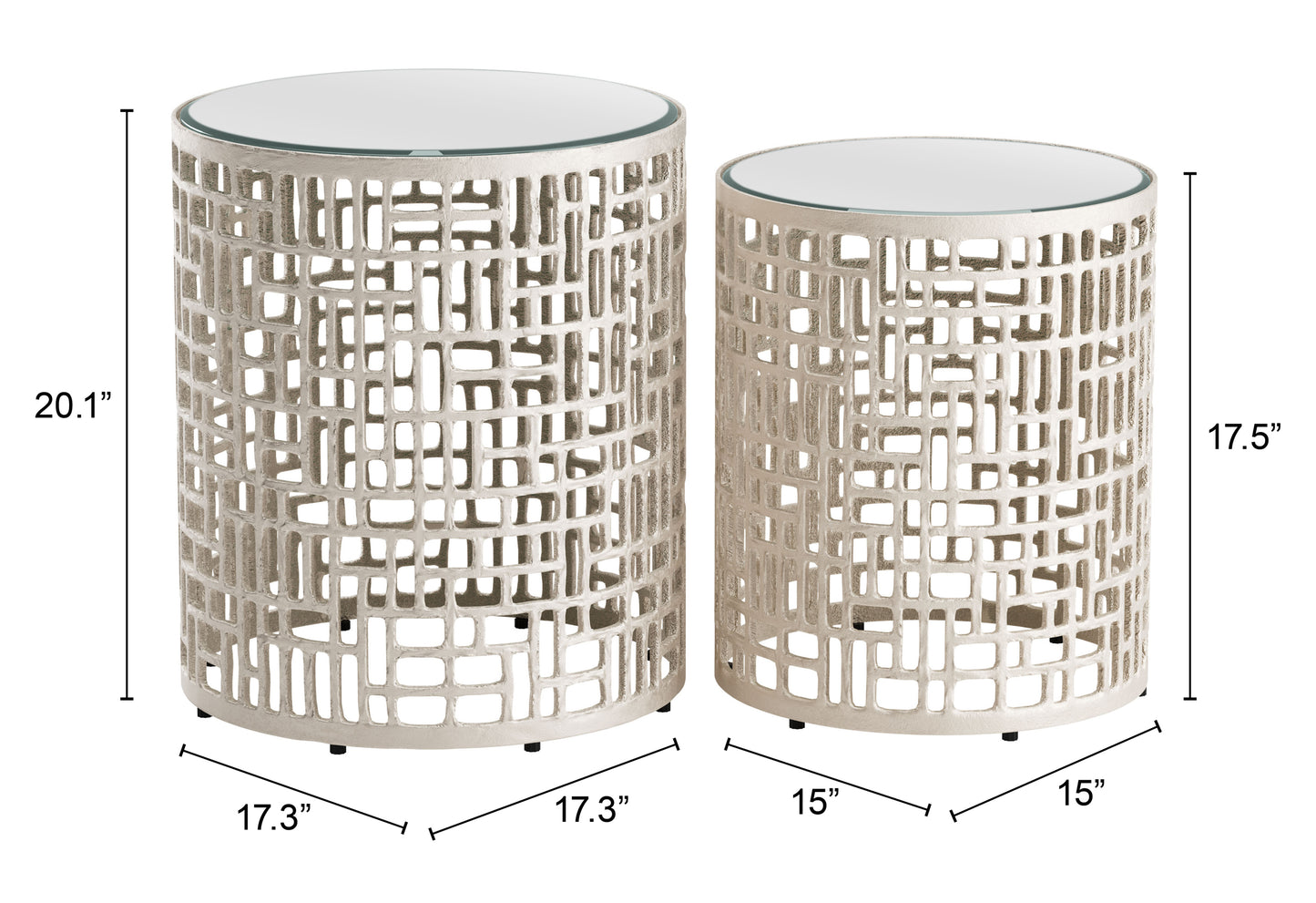 Side Table Set (2-Piece) Silver - Elegant & Durable Dining Table for Stylish Spaces
