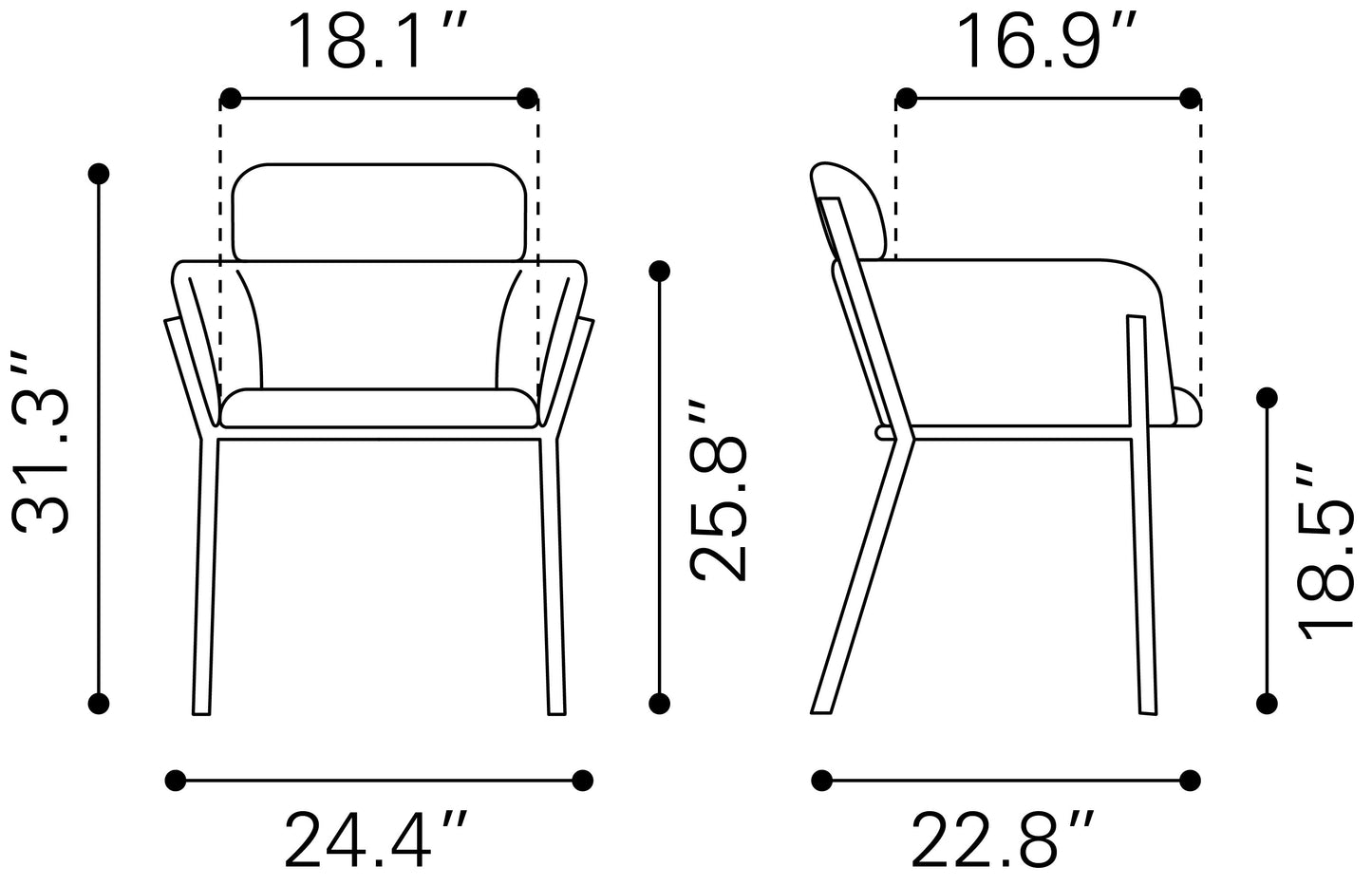 Dining Chair (Set of 2) Beige - Modern & Ergonomic Seating for Home & Office