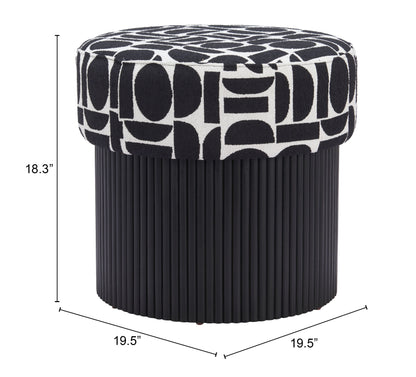 Pouf de rangement Boto noir et blanc