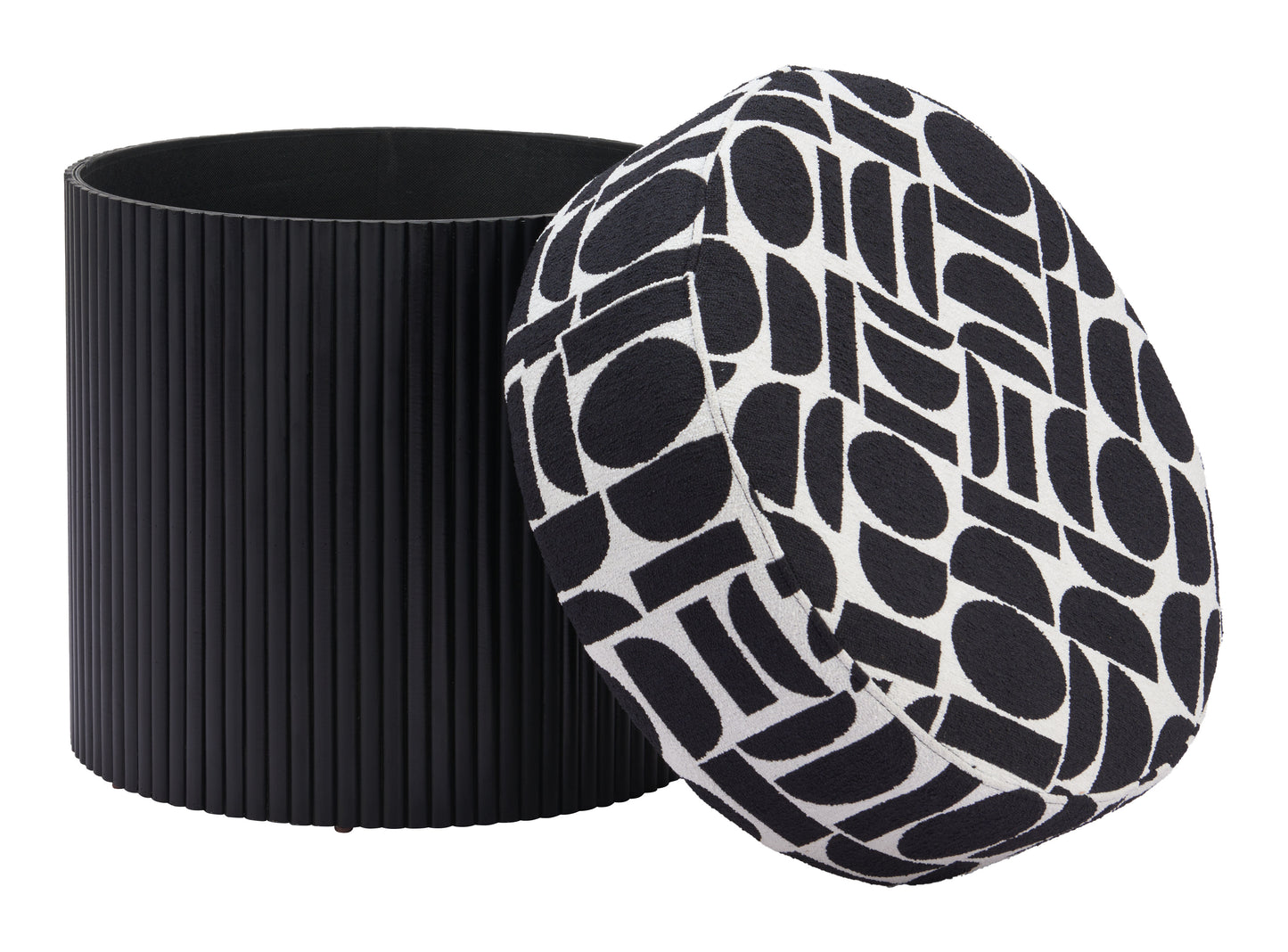 Pouf de rangement Boto noir et blanc