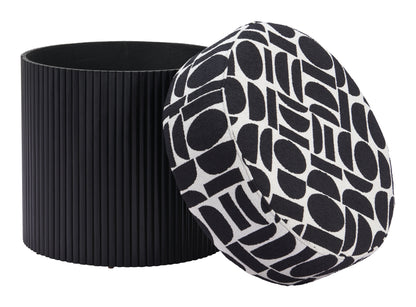 Pouf de rangement Boto noir et blanc