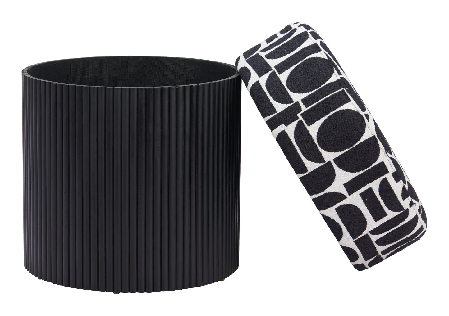 Pouf de rangement Boto noir et blanc
