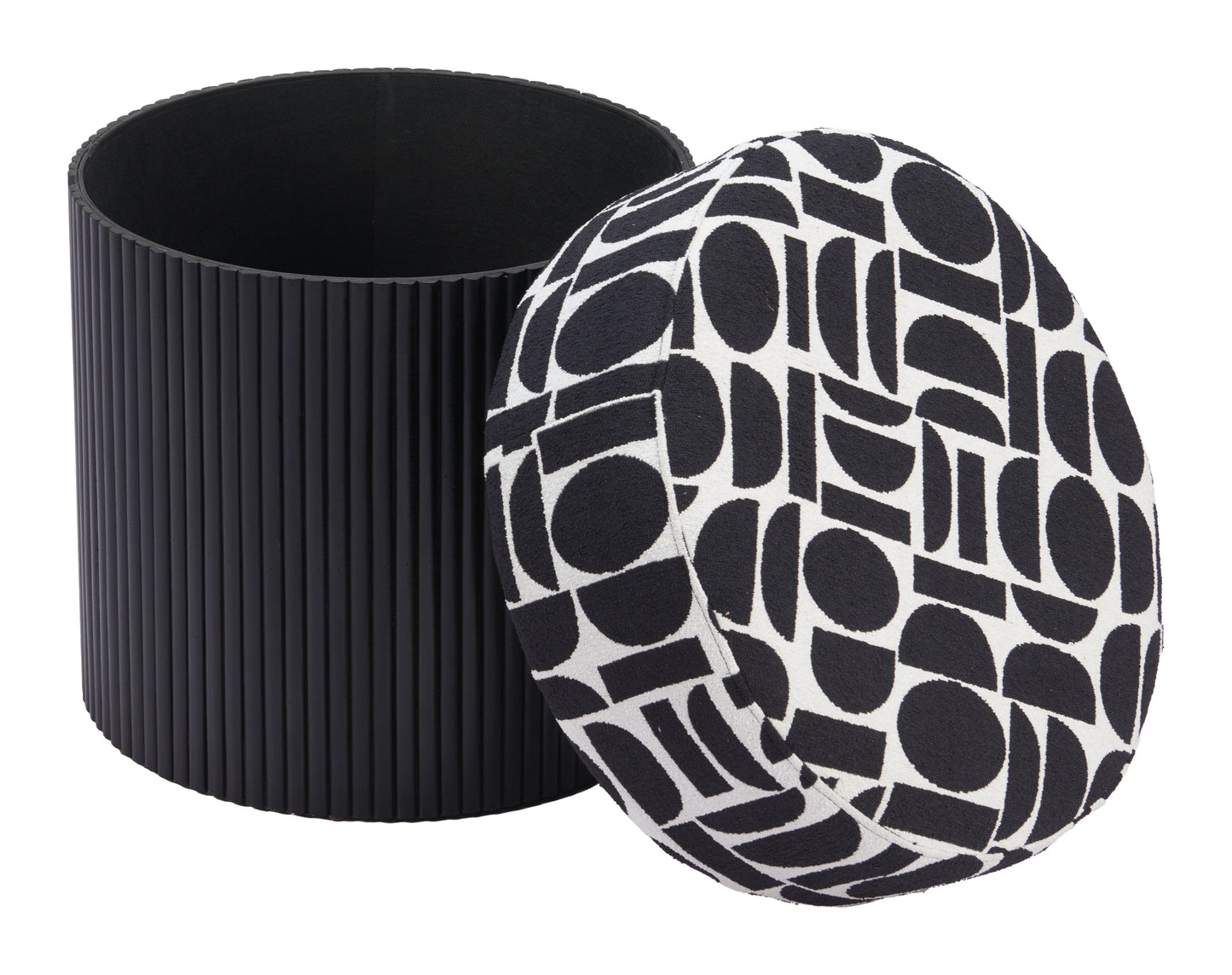 Pouf de rangement Boto noir et blanc