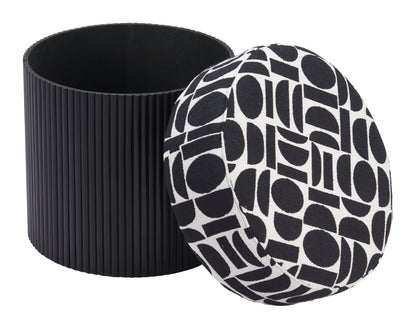 Pouf de rangement Boto noir et blanc