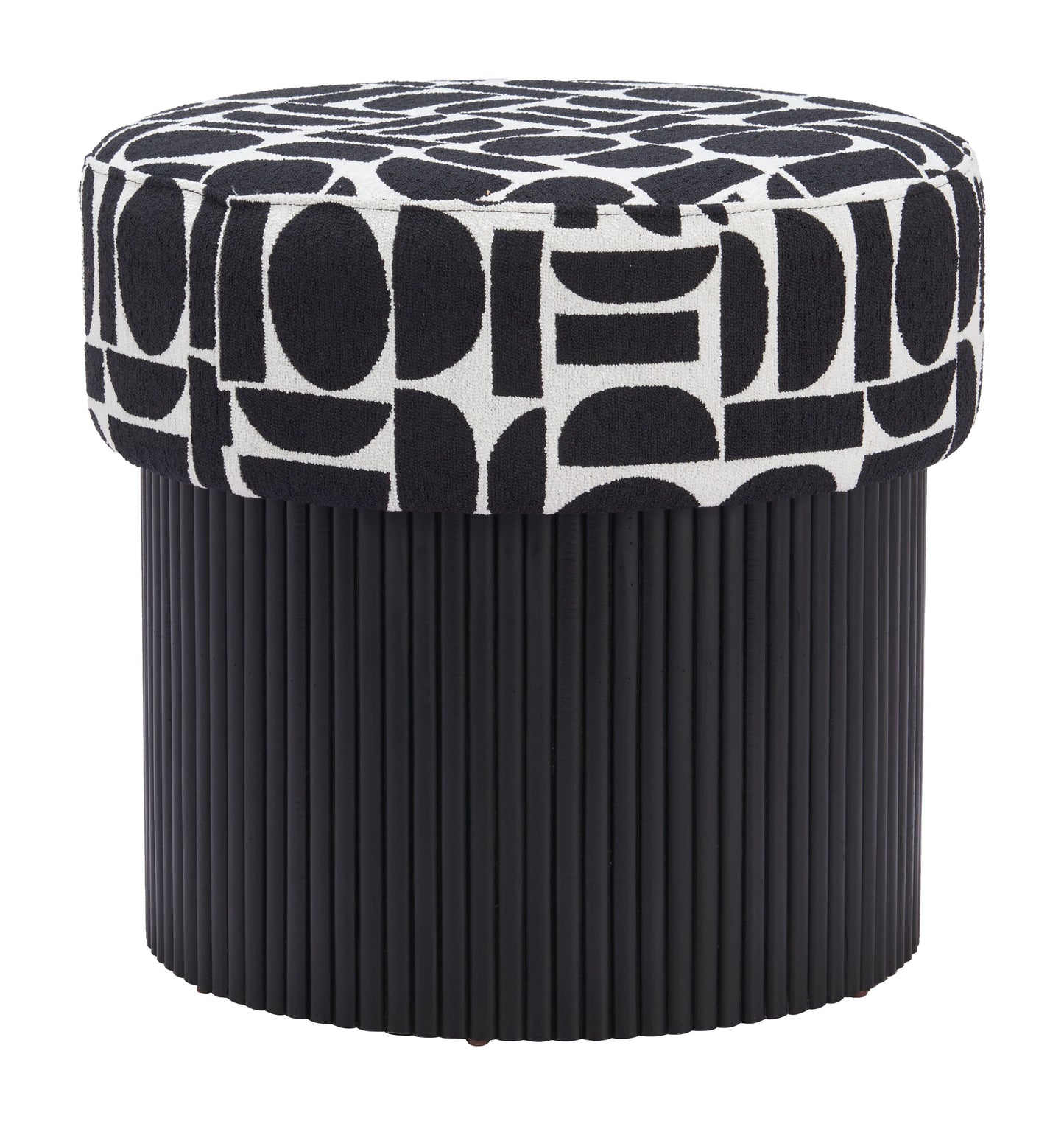 Pouf de rangement Boto noir et blanc