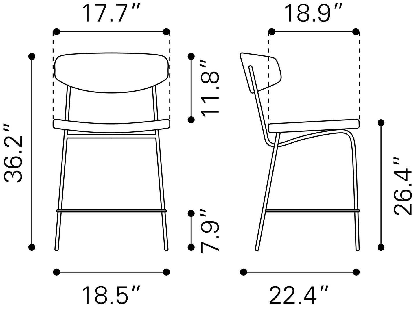 Counter Stool (Set of 2) Vintage Brown - Premium Quality & Stylish Design for Your Home