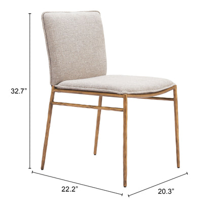 Dining Chair Beige & Gold - Modern & Ergonomic Seating for Home & Office