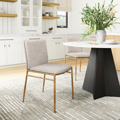 Dining Chair Beige & Gold - Modern & Ergonomic Seating for Home & Office