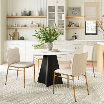 Dining Chair Beige & Gold - Modern & Ergonomic Seating for Home & Office