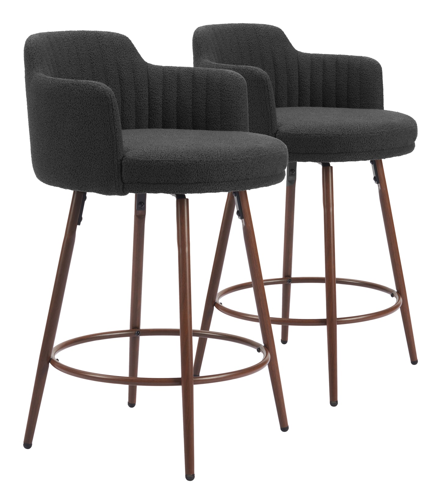 Swivel Counter Stool (Set of 2) Black & Walnut - Premium Quality & Stylish Design for Your Home