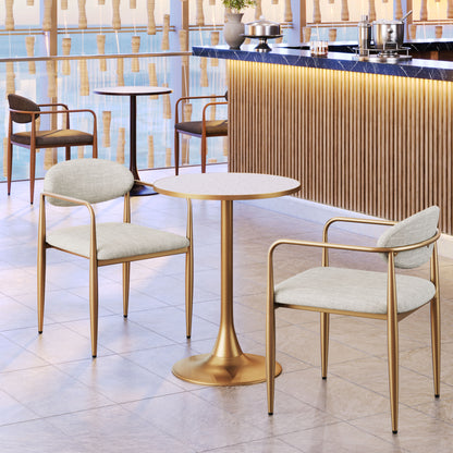Bistro Table Beige & Gold - Elegant & Durable Dining Table for Stylish Spaces