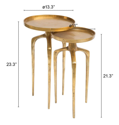 Accent Table Set (2-Piece) Antique Gold - Elegant & Durable Dining Table for Stylish Spaces