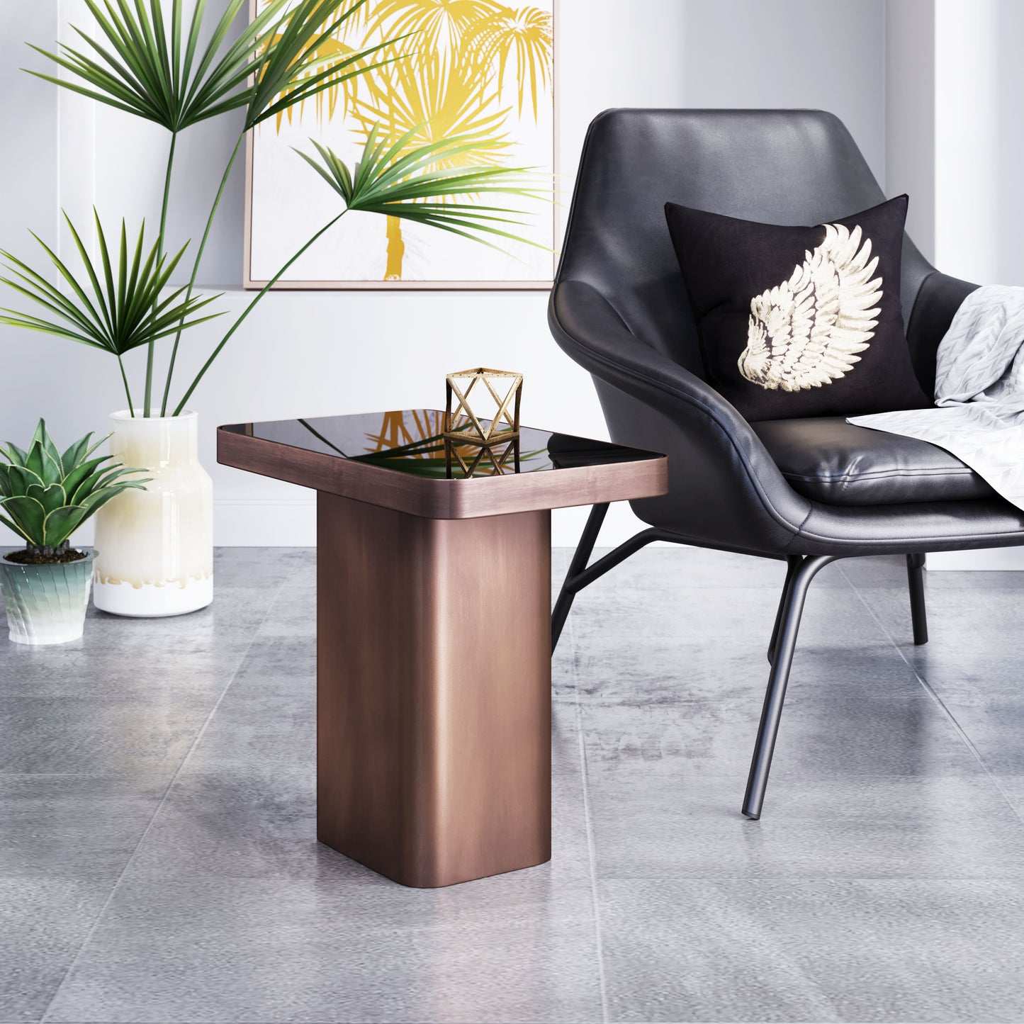 Table d'appoint Marcos noire et bronze antique