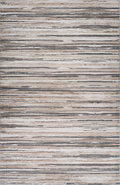 Esker Striped Contemporary Beige and Grey Indoor Rug