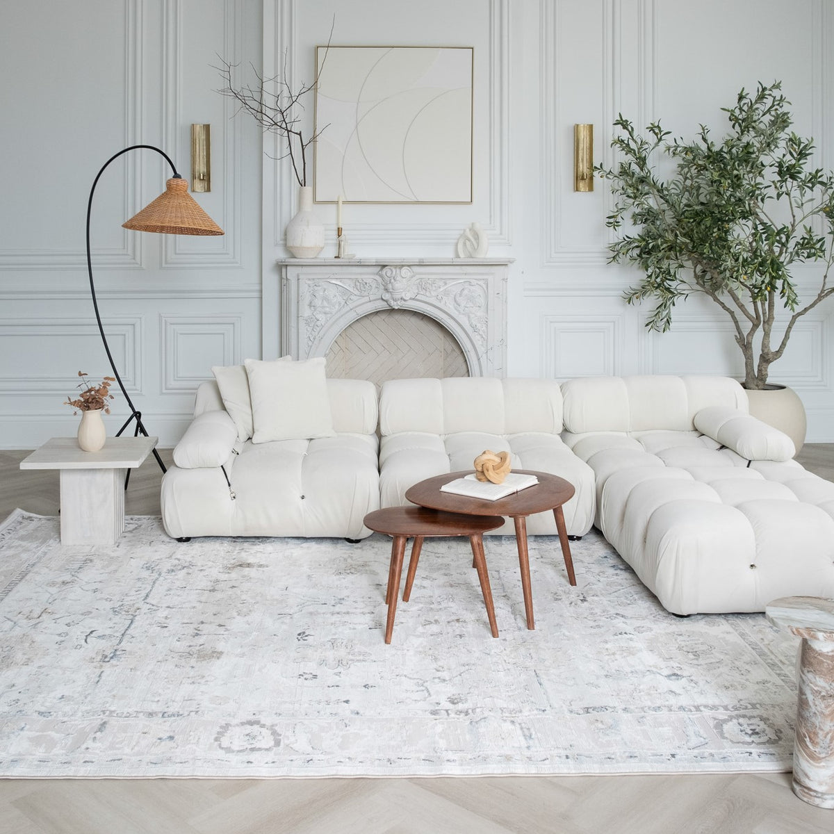 Wiam Distressed Medallion Traditional Beige and Ivory Indoor Rug