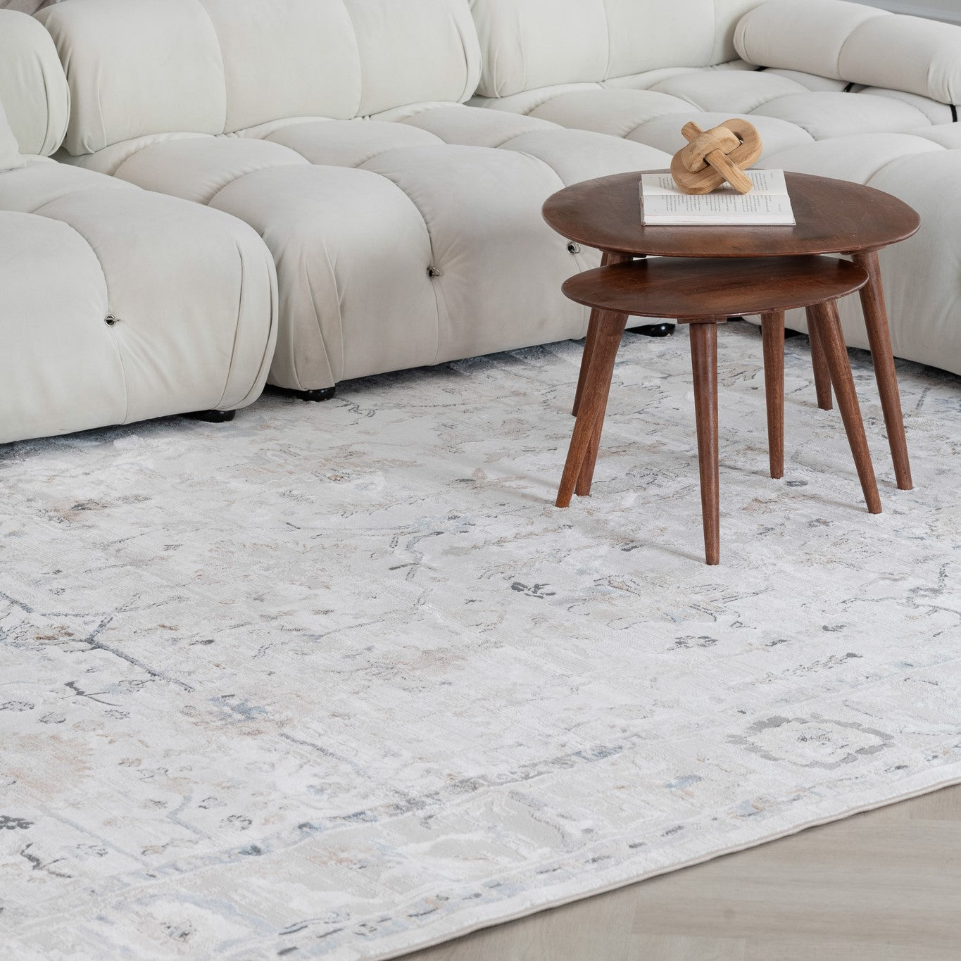 Tapis beige vieilli scandinave Atlas