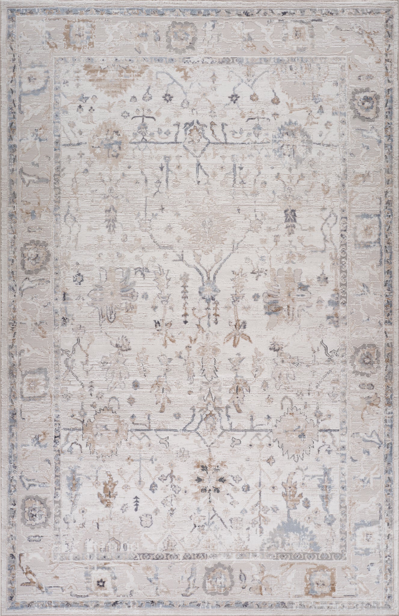 Wiam Distressed Medallion Traditional Beige and Ivory Indoor Rug